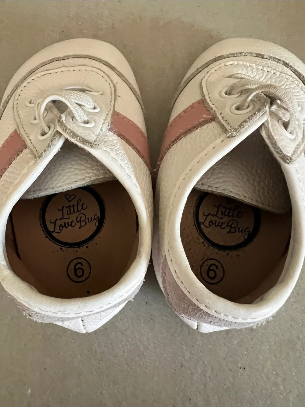 Little Love Bug White and Pink Kids Slip On Sneakers